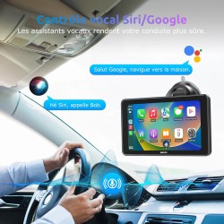 Autoradio CarPlay Voiture ESSGOO : Écran 7", Siri/Google, Mains Libres