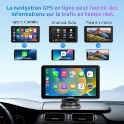 Autoradio CarPlay Voiture ESSGOO : Écran 7", Siri/Google, Mains Libres