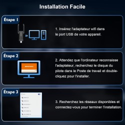Adaptateur WiFi 6E USB 3.0 NEWFAST AXE5400 - Connexion Ultra-Rapide pour Windows 11/10