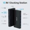 Adaptateur USB-C 13 en 1 : Multiports, HDMI/VGA, RJ45, Audio, PD 100W - Pour MacBook, Dell, Tablettes