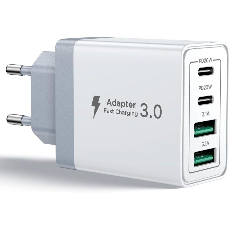 Aioneus Chargeur USB-C 40W 4 Ports : Charge Rapide PD/QC - iPhone, iPad, Samsung