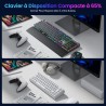 Clavier Gamer Mécanique TECURS : Sans Fil RGB, 65% TKL Azerty