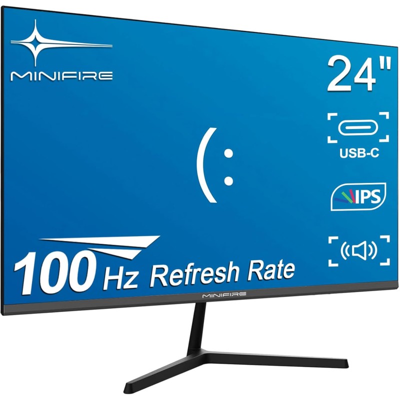 Écran PC 24" 100Hz IPS Minifire : 1080P, Haut-parleurs, Ports HDMI/Type-C