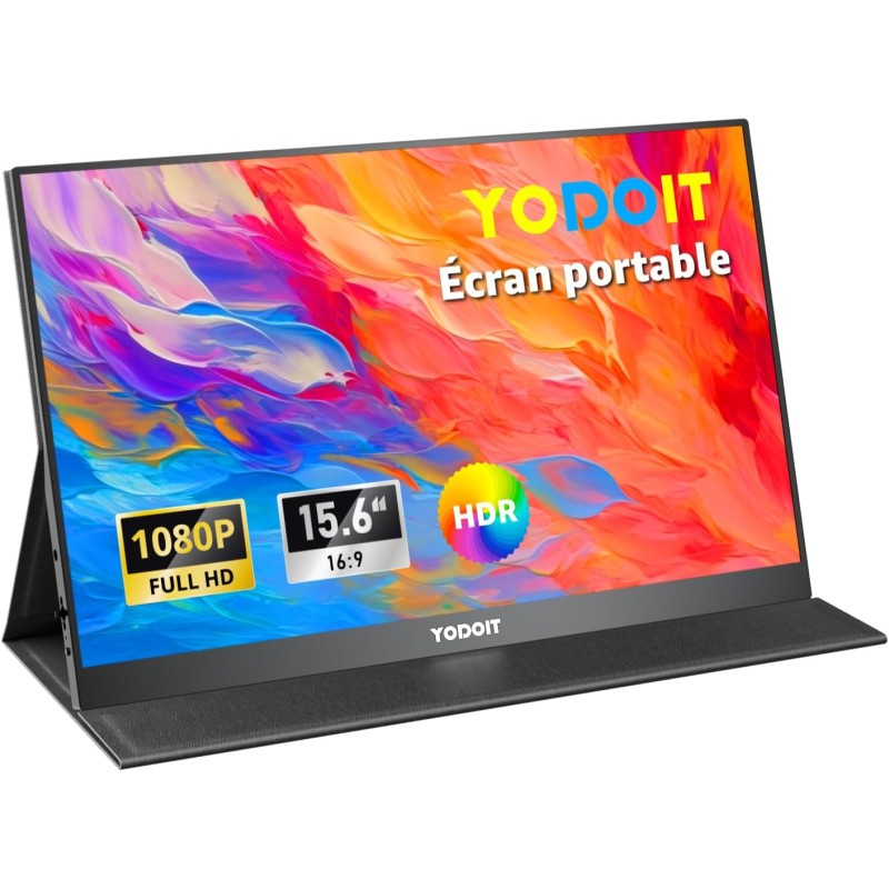 Écran Portable Yodoit 15.6" FHD 100% SRGB : IPS, HDMI/USB-C, pour PC/Mac/Console/TV